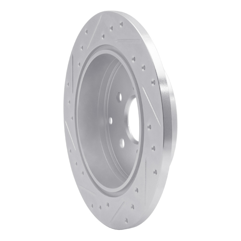 Toyota Prius V Brake Rotor (1) - Rear Right - R1 Concepts - Drilled & Slotted - Silver - `12-`20